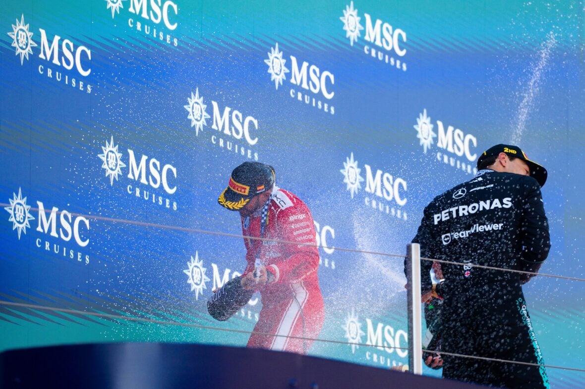 Lewis Hamilton celebrates winning Barcelona-Catalunya grand prix