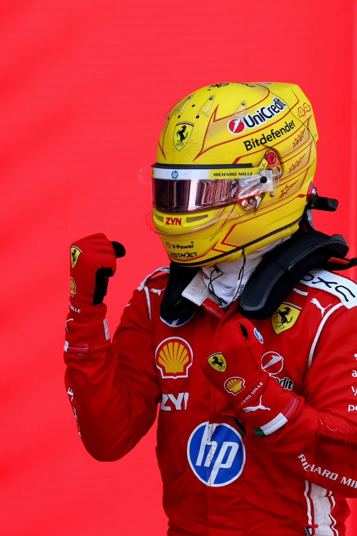 Lewis Hamilton celebrates winning Barcelona-Catalunya grand prix