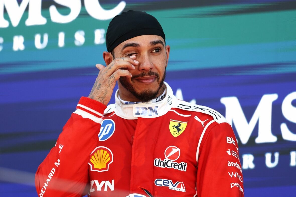 Lewis Hamilton celebrates winning Barcelona-Catalunya grand prix