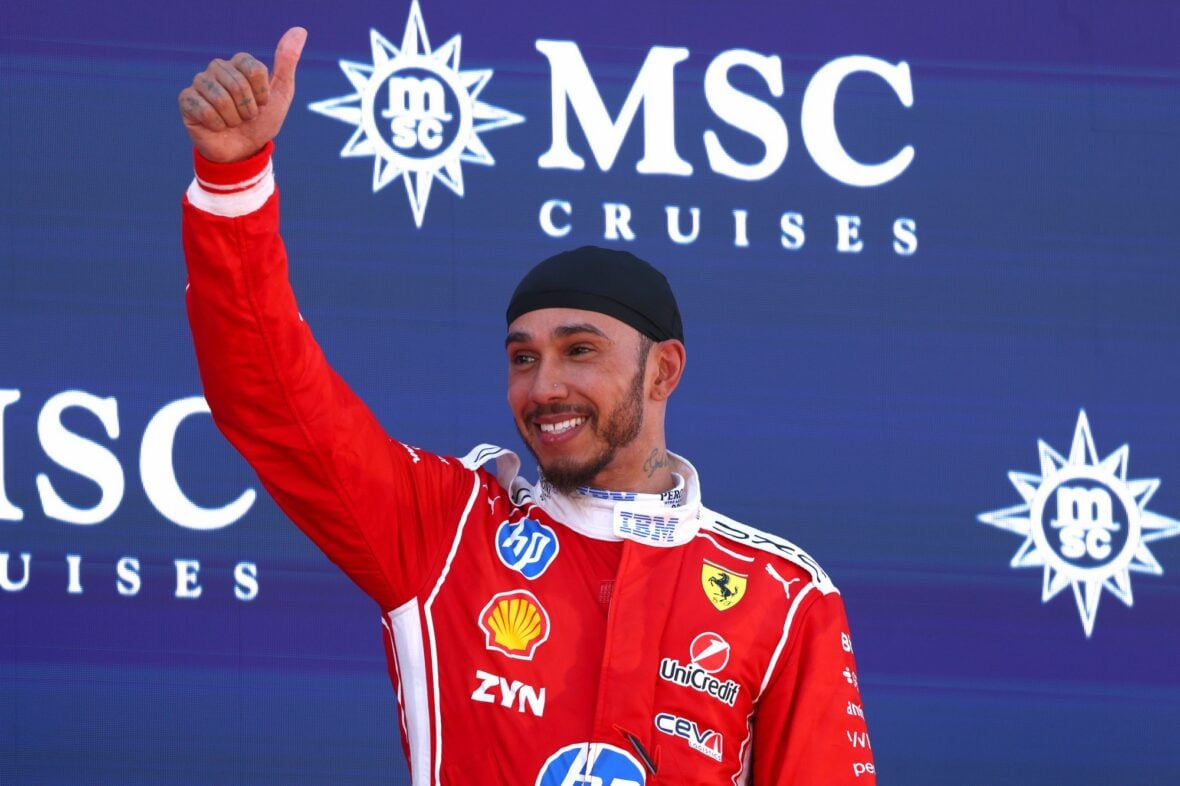 Lewis Hamilton celebrates winning Barcelona-Catalunya grand prix