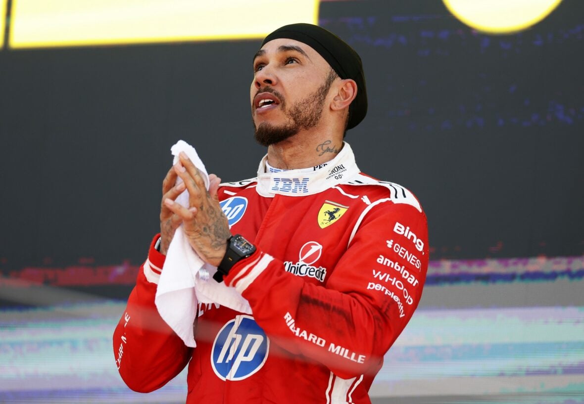 Lewis Hamilton celebrates winning Barcelona-Catalunya grand prix