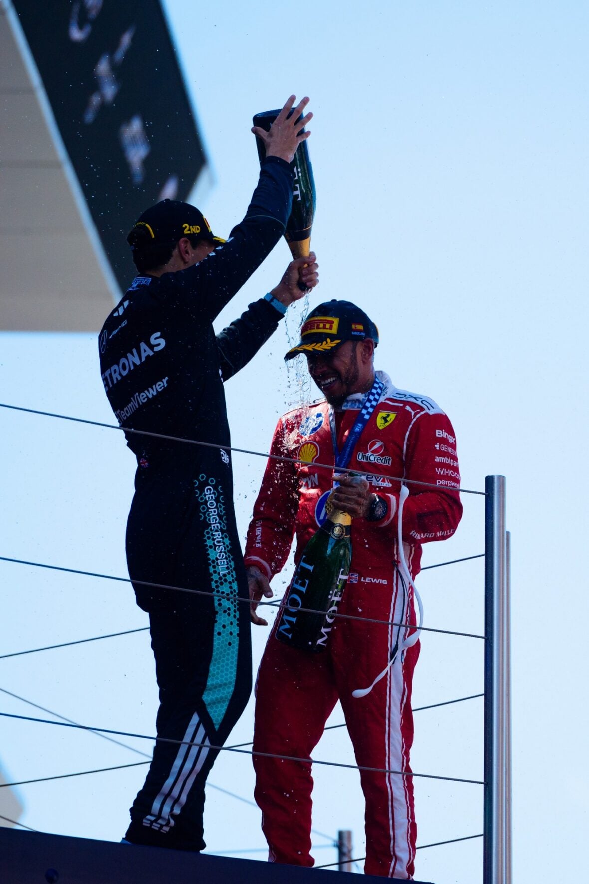 Lewis Hamilton celebrates winning Barcelona-Catalunya grand prix