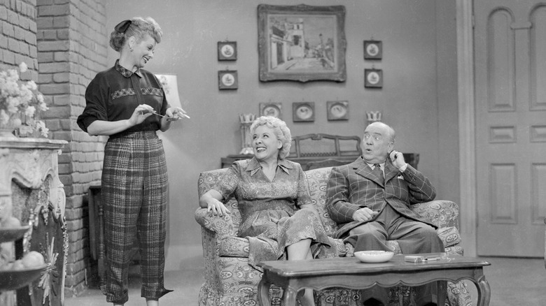 Lucy, Ethel, and Fred in Lucy's living room in I Love Lucy (1951)