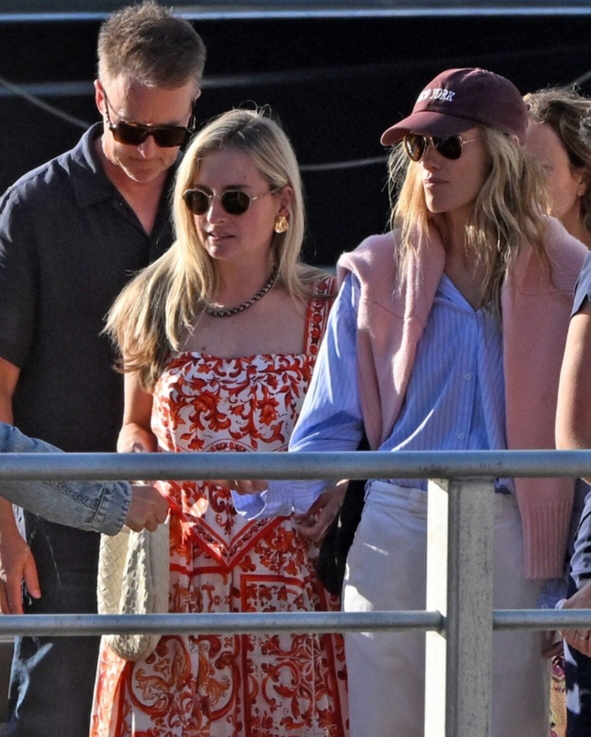 Olivia Wilde, Olivia Hamilton, and Edward Norton on boat to Portofino