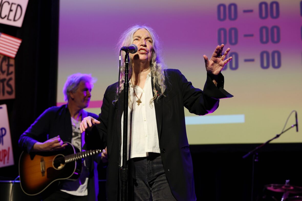 Patti Smith performs onstage during the Rise Up, Sing Out: A Concert for the First Amendment