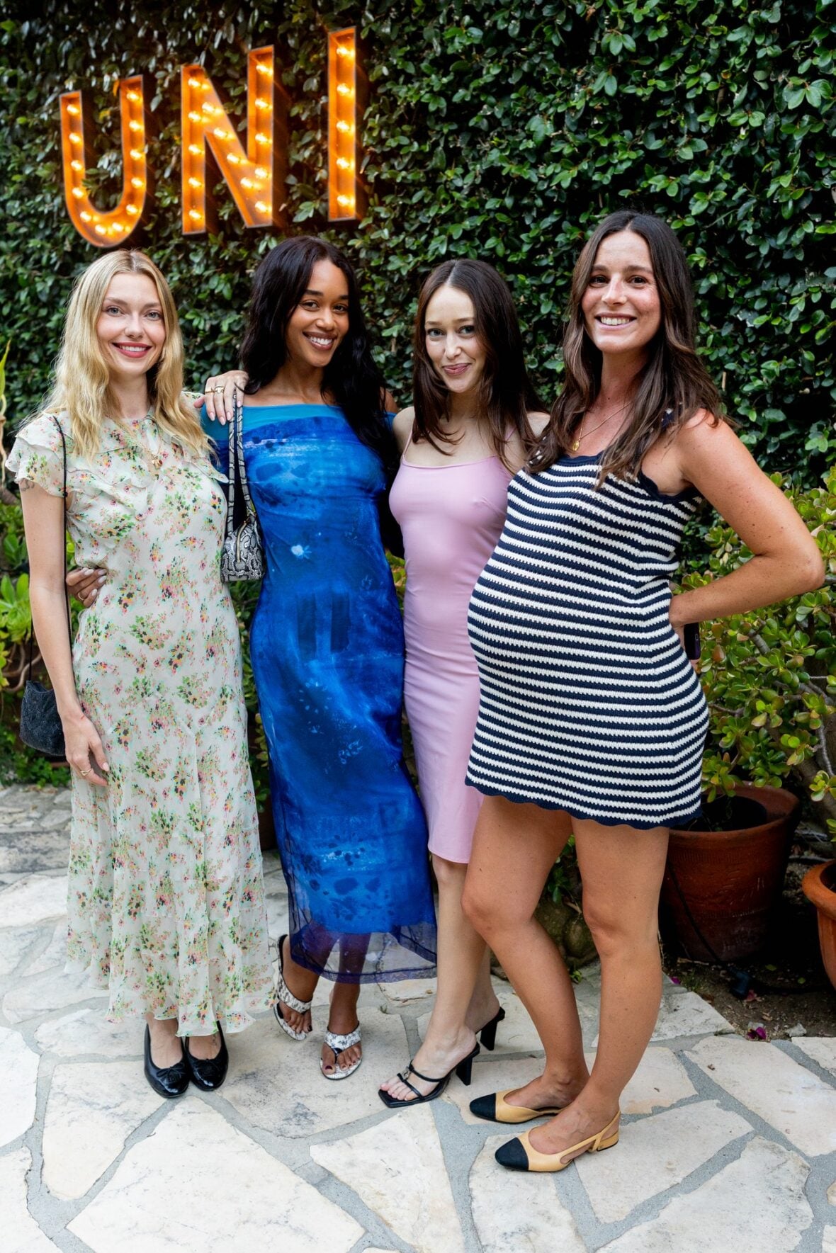 Sarah Holt, Laura Harrier, Alycia Debnam-Carey, and Eleonore Toulin attend the Summer Uni Party