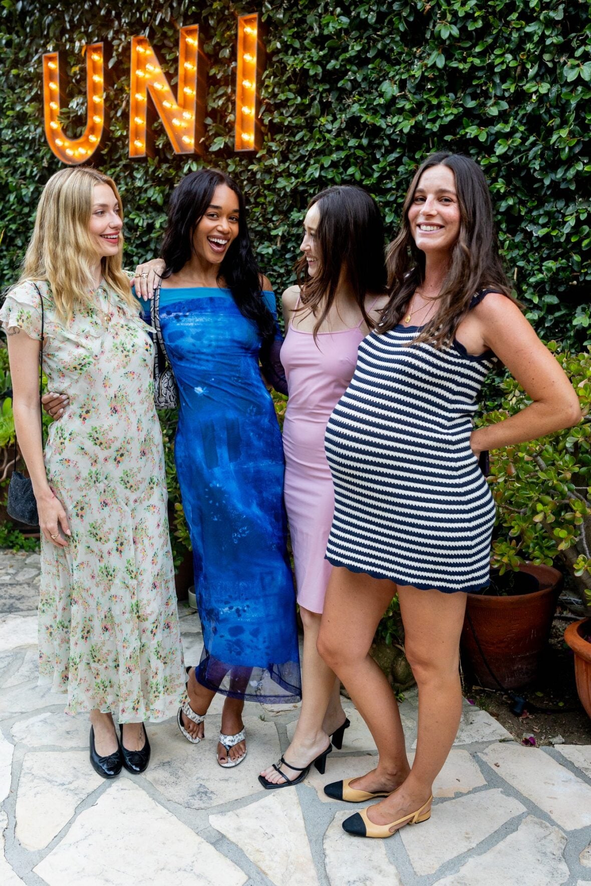 Sarah Holt, Laura Harrier, Alycia Debnam-Carey, and Eleonore Toulin attend the Summer Uni Party