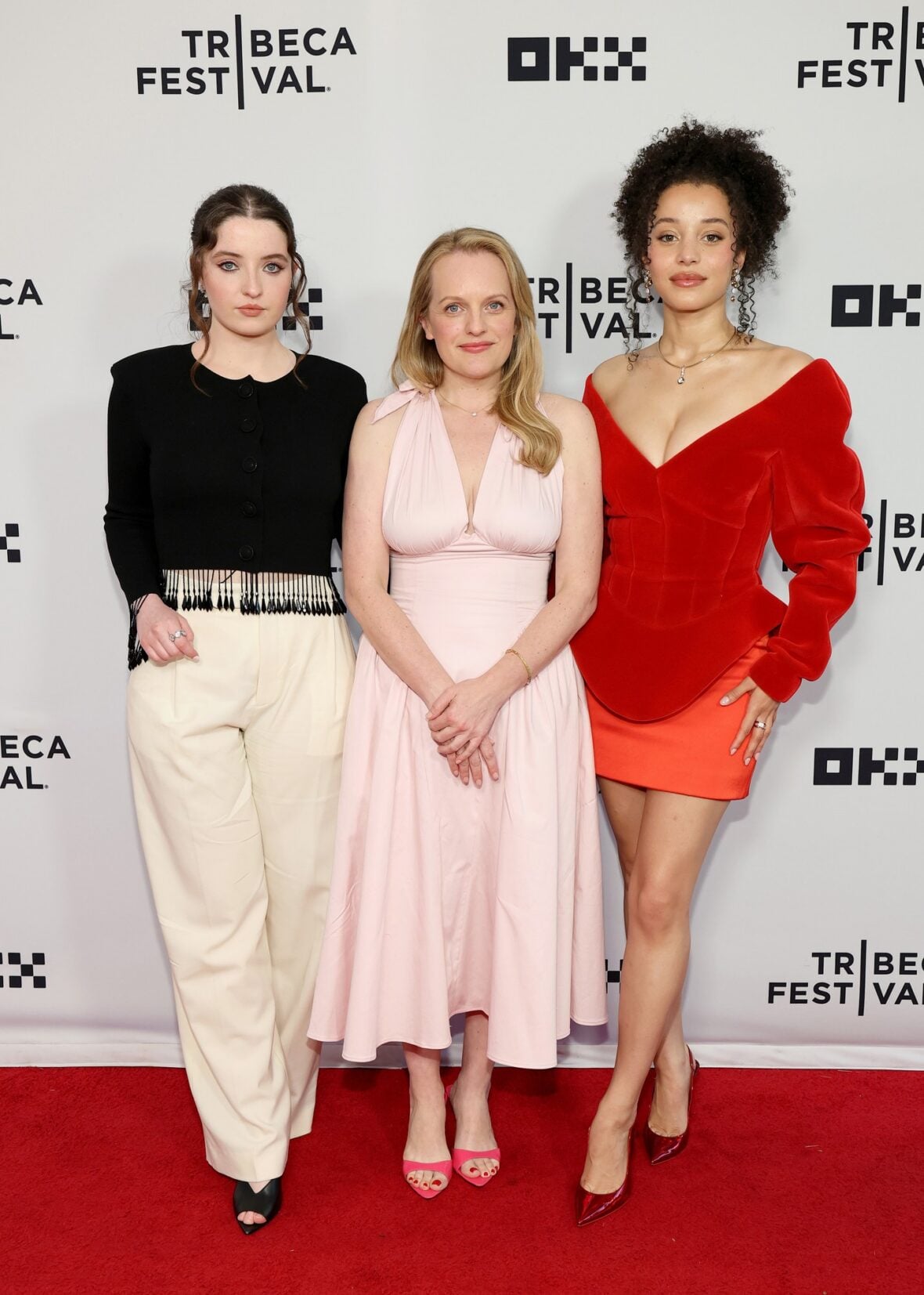 Lucy Halliday, Elisabeth Moss and Chase Infiniti attend Vulture: The Testaments/The Handmaid's Tale during the 2026 Tribeca Festival