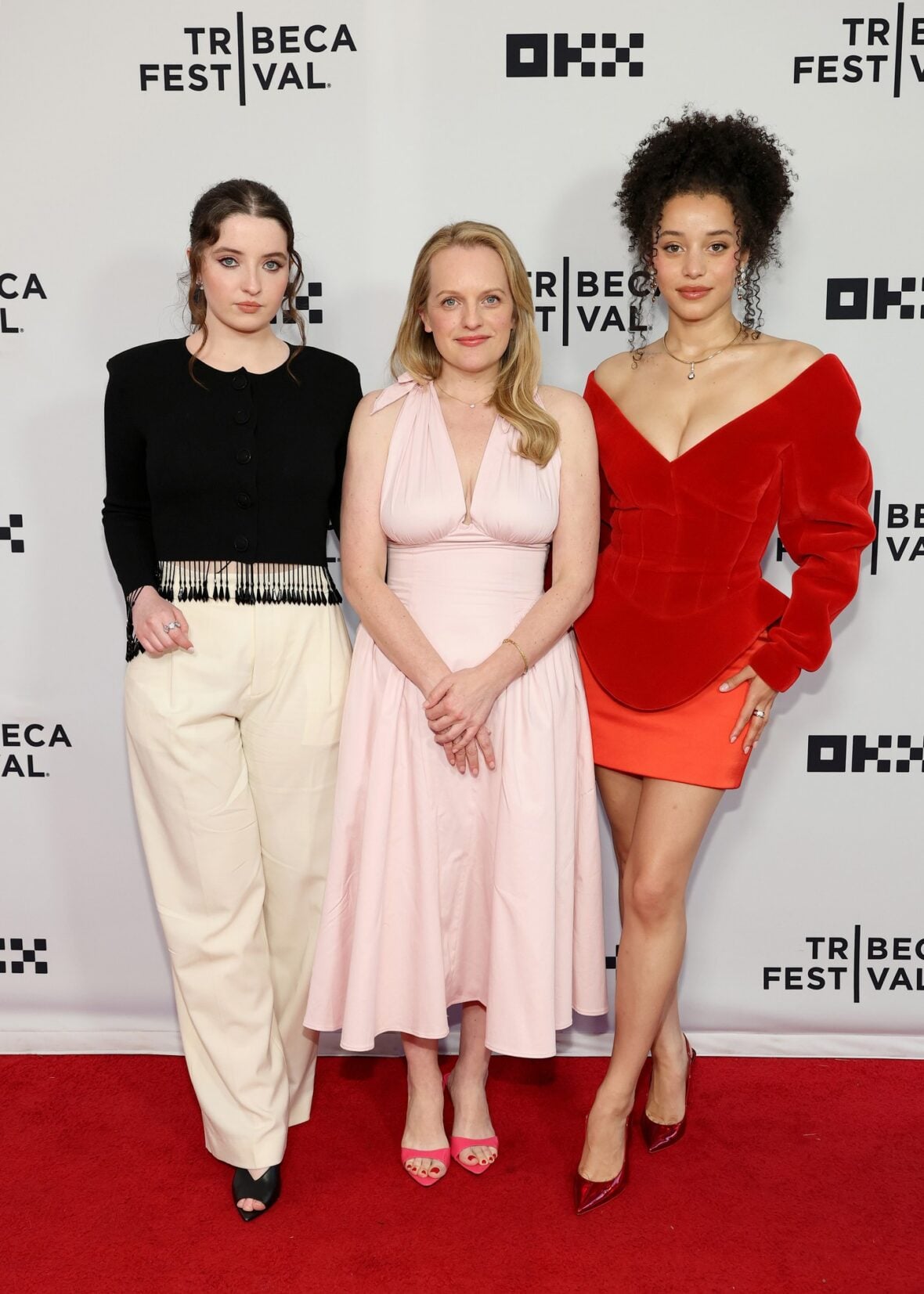 Lucy Halliday, Elisabeth Moss and Chase Infiniti attend Vulture: The Testaments/The Handmaid's Tale during the 2026 Tribeca Festival