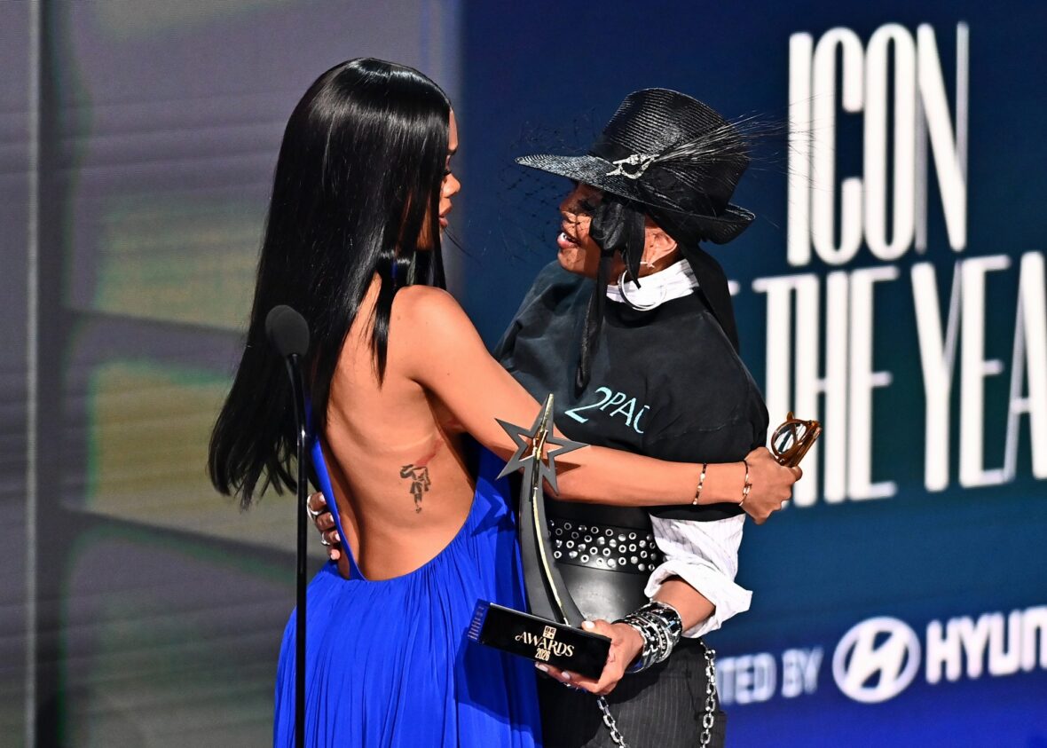 Teyana Taylor and Janet Jackson on stage at the BET Awards 2026