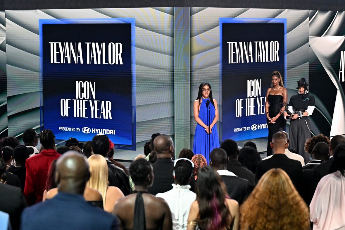 Teyana Taylor and Janet Jackson on stage at the BET Awards 2026
