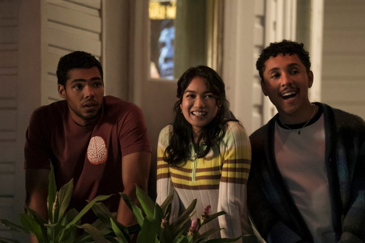 Nicholas Duvernay, Rachel Marsh and Jaboukie Young-White in The Love Hypothesis still