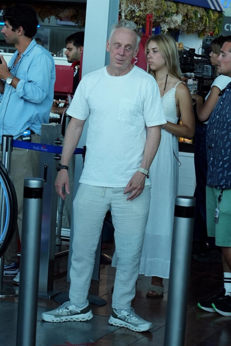 The White Lotus cast films at Nice Airport