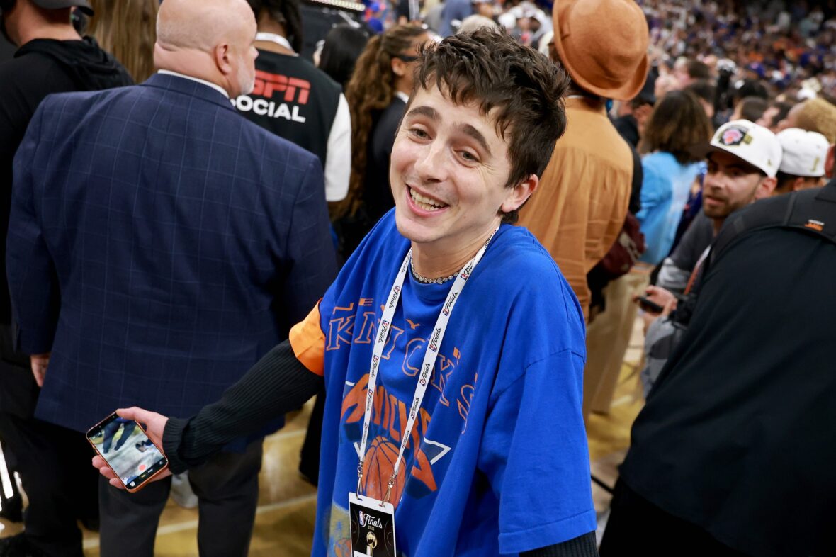 Timothee Chalamet at game five of the NBA Finals