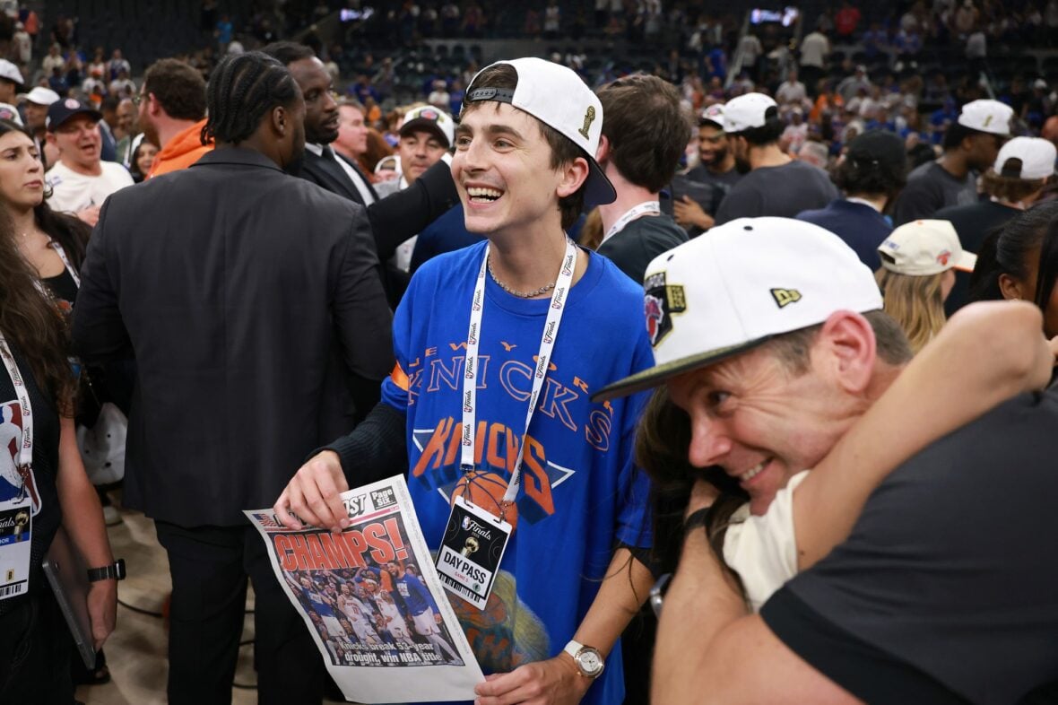 Timothee Chalamet at game five of the NBA Finals