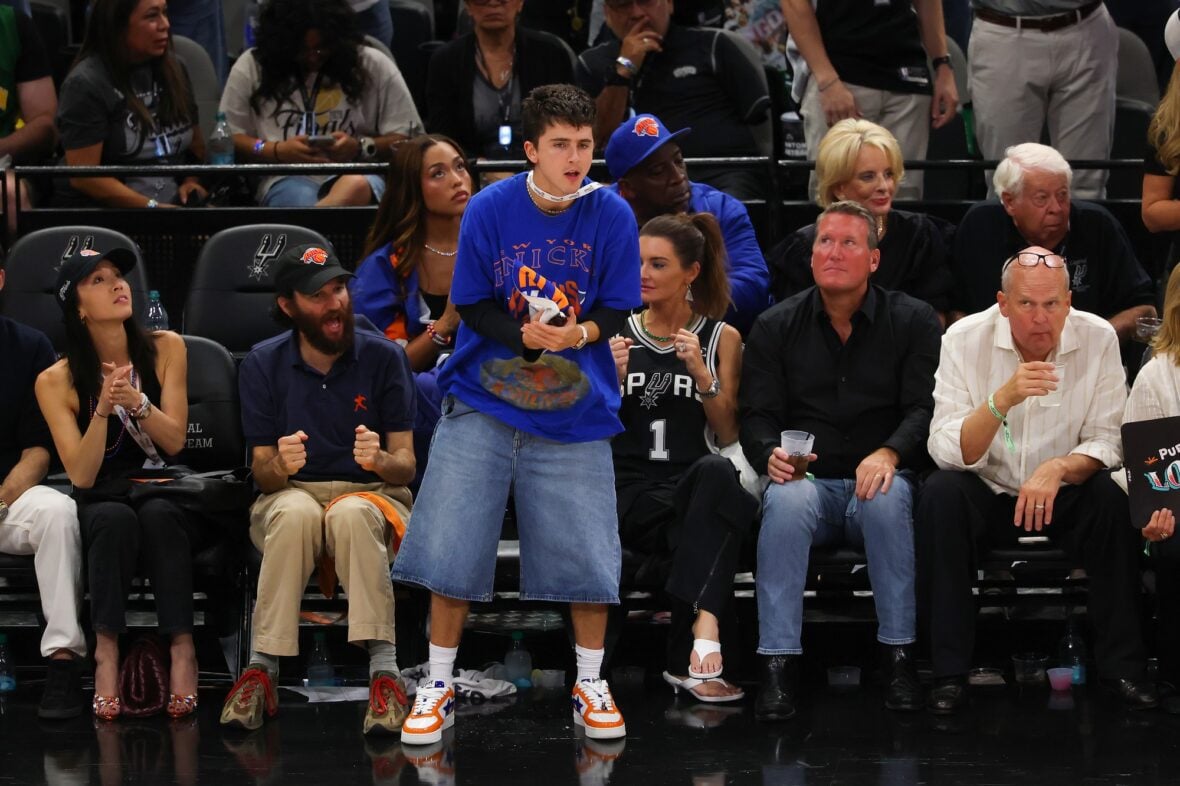 Timothee Chalamet at game five of the NBA Finals