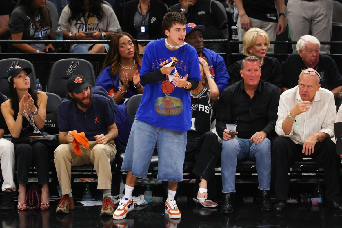 Timothee Chalamet at game five of the NBA Finals