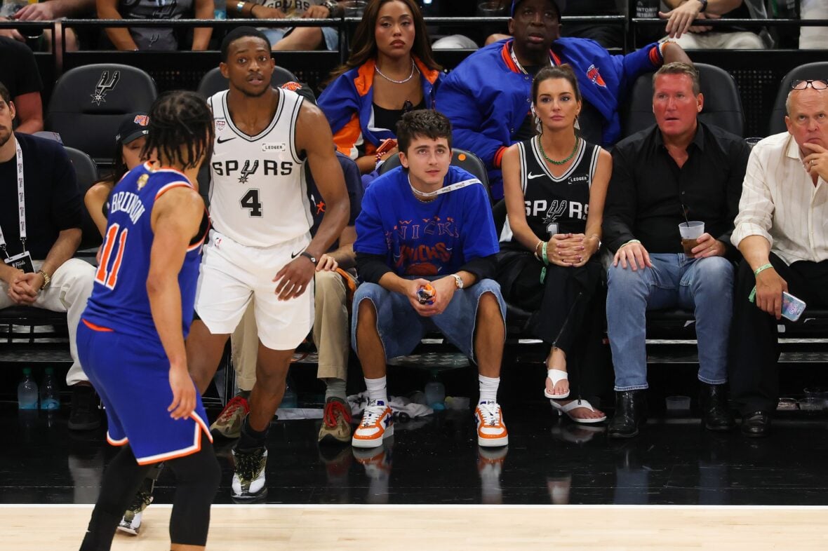 Timothee Chalamet at game five of the NBA Finals