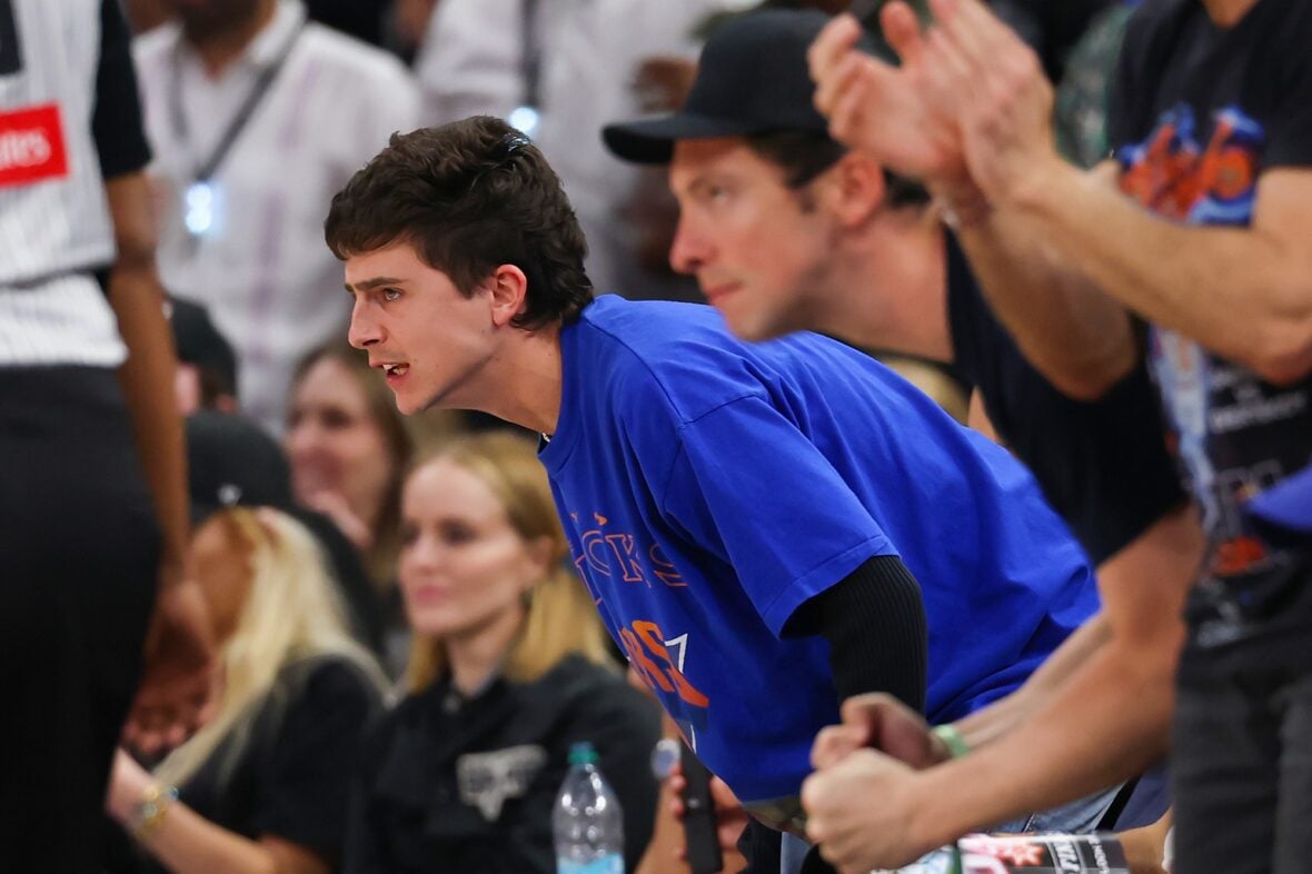 Timothee Chalamet at game five of the NBA Finals