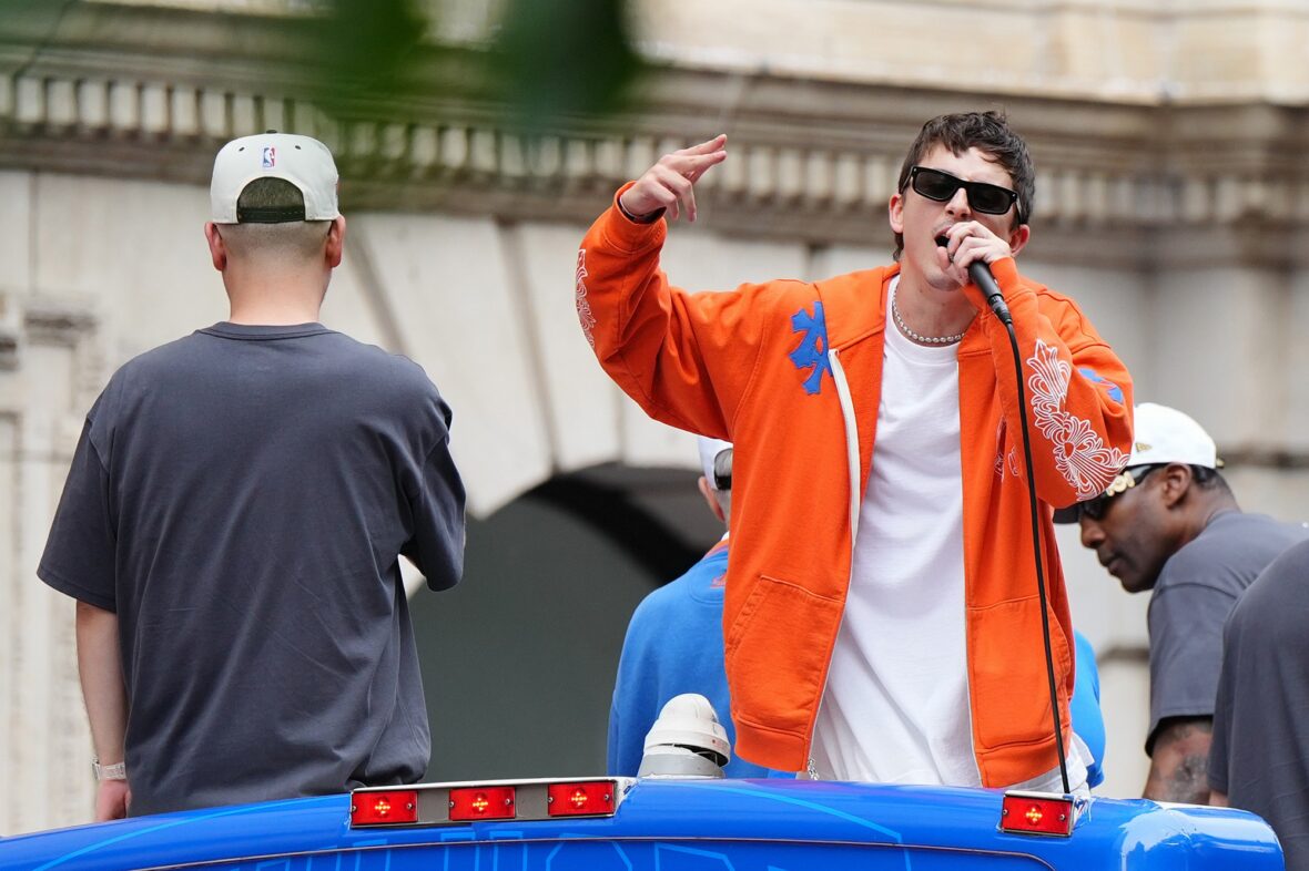 Timothee Chalamet at the Knicks parade in NYC