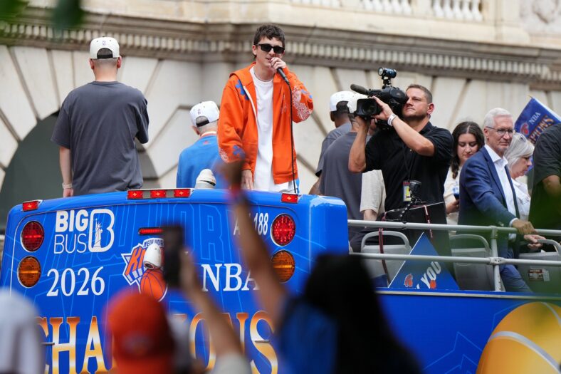 Timothee Chalamet at the Knicks parade in NYC