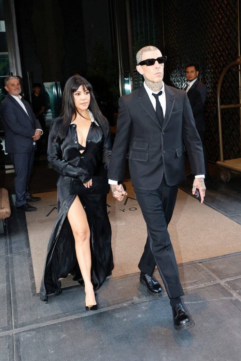 Kourtney Kardashian and Travis Barker leave their NYC hotel