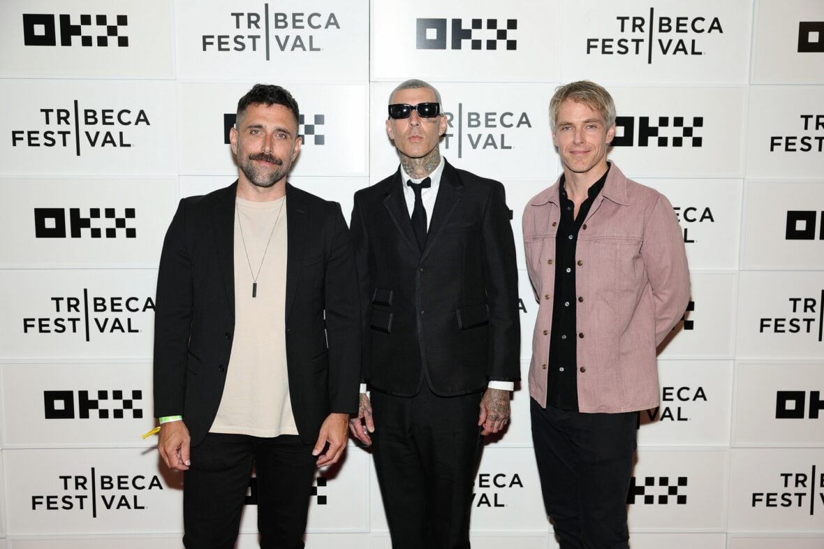 Travis Barker and directors Justin Krook and Michael Dwyer at his Tribeca Film Festival premiere