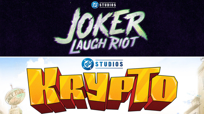 Joker Laugh Riot and Krypto logos