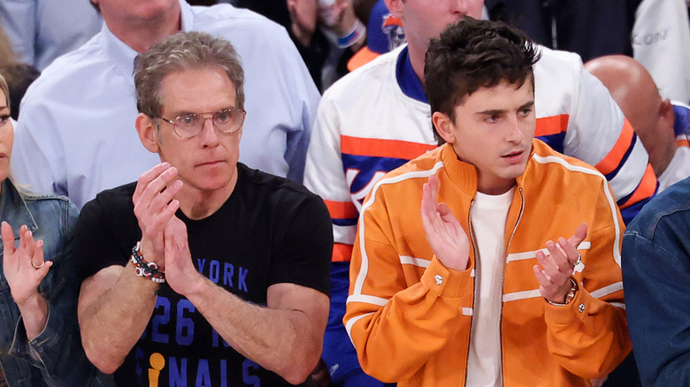 Ben Stiller and Timothee Chalamet at NBA Finals