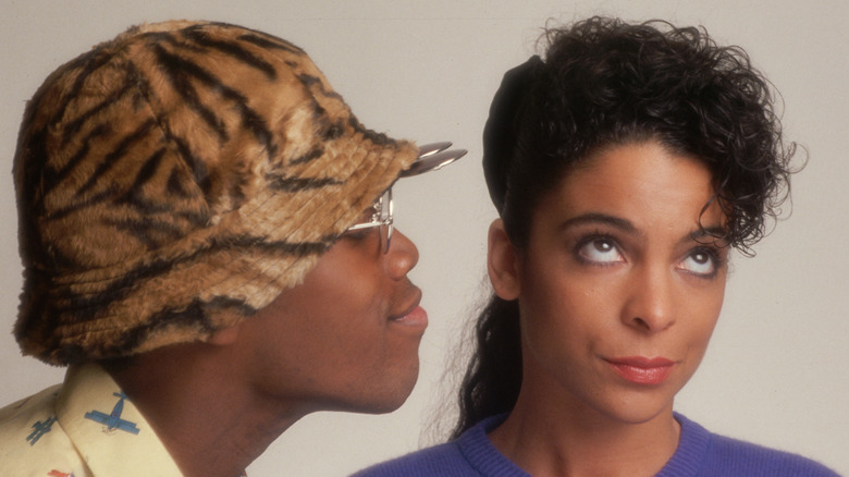Kadeem Hardison and Jasmine Guy at a photoshoot for A Different World