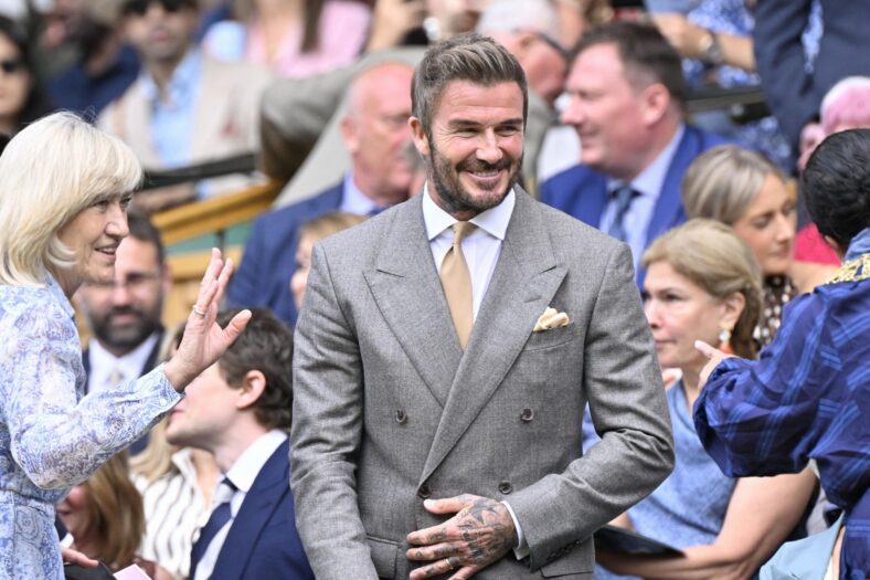 David Beckham and his mother Sandra at Wimbledon 2026.