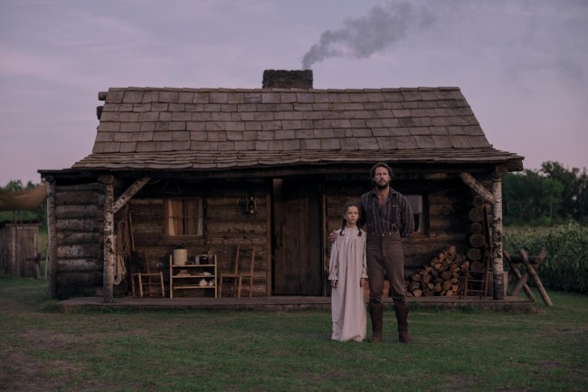 Little House on the Prairie. (L to R) Alice Halsey as Laura Ingalls, Luke Bracey as Charles Ingalls in episode 107 of Little House on the Prairie. Cr. Eric Zachanowich/Netflix © 2026