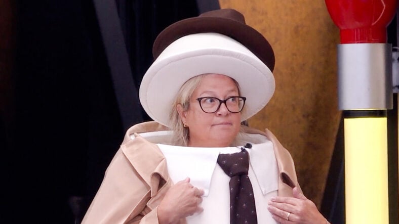 Angela from BB28 wearing an egg costume