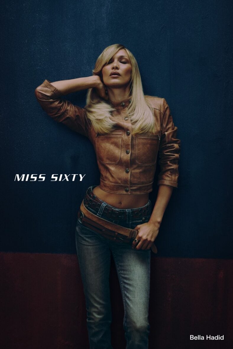Bella Hadid posing for Miss Sixty