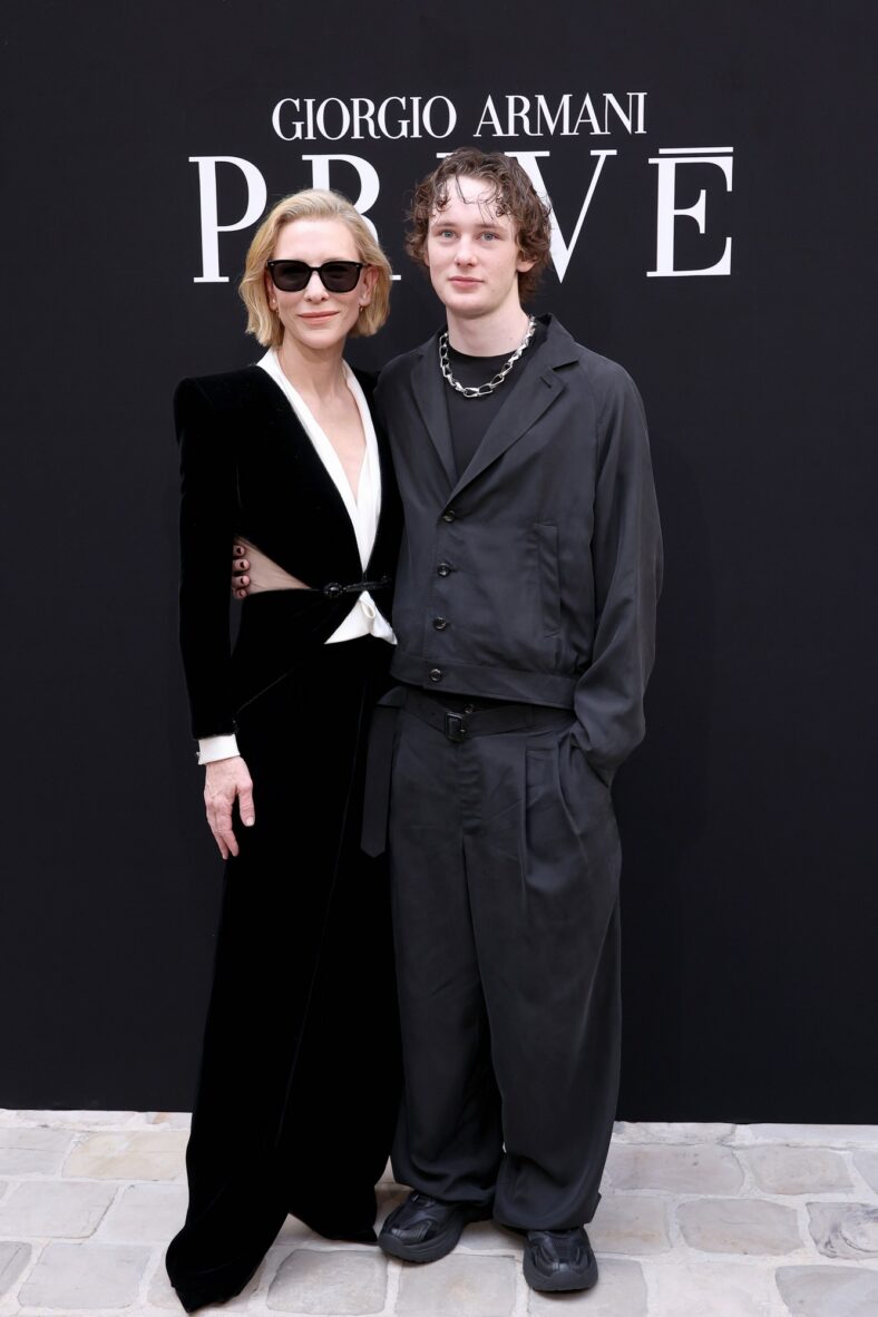 Cate Blanchett and son Ignatius Upton attend Giorgio Armani Prive fashion show