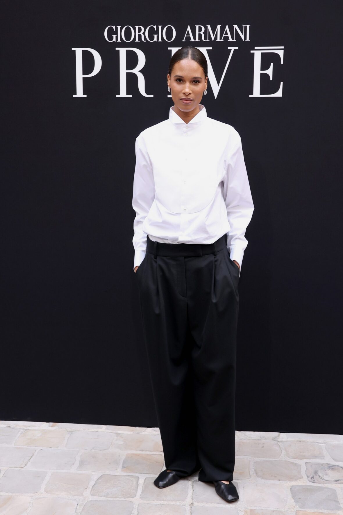 Cindy Bruna attends Giorgio Armani Prive fashion show