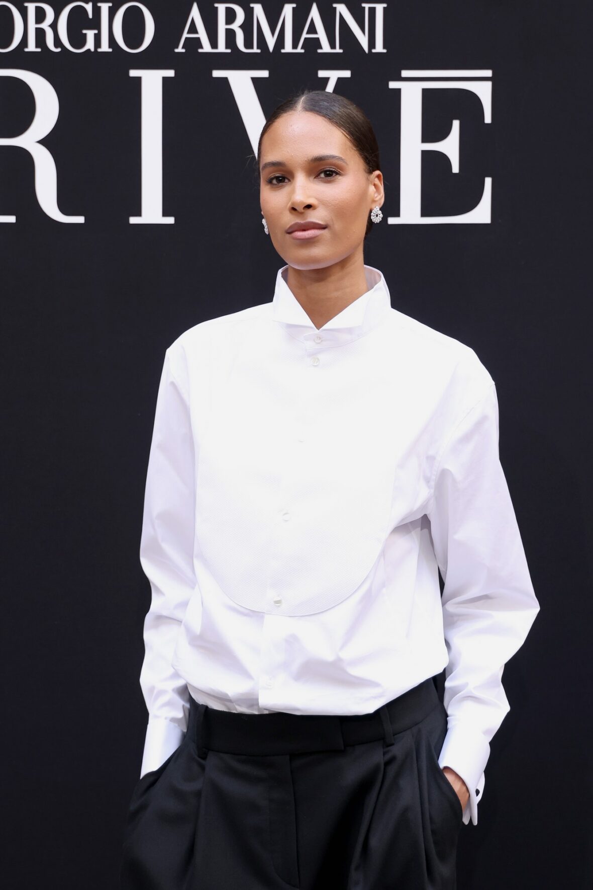 Cindy Bruna attends Giorgio Armani Prive fashion show