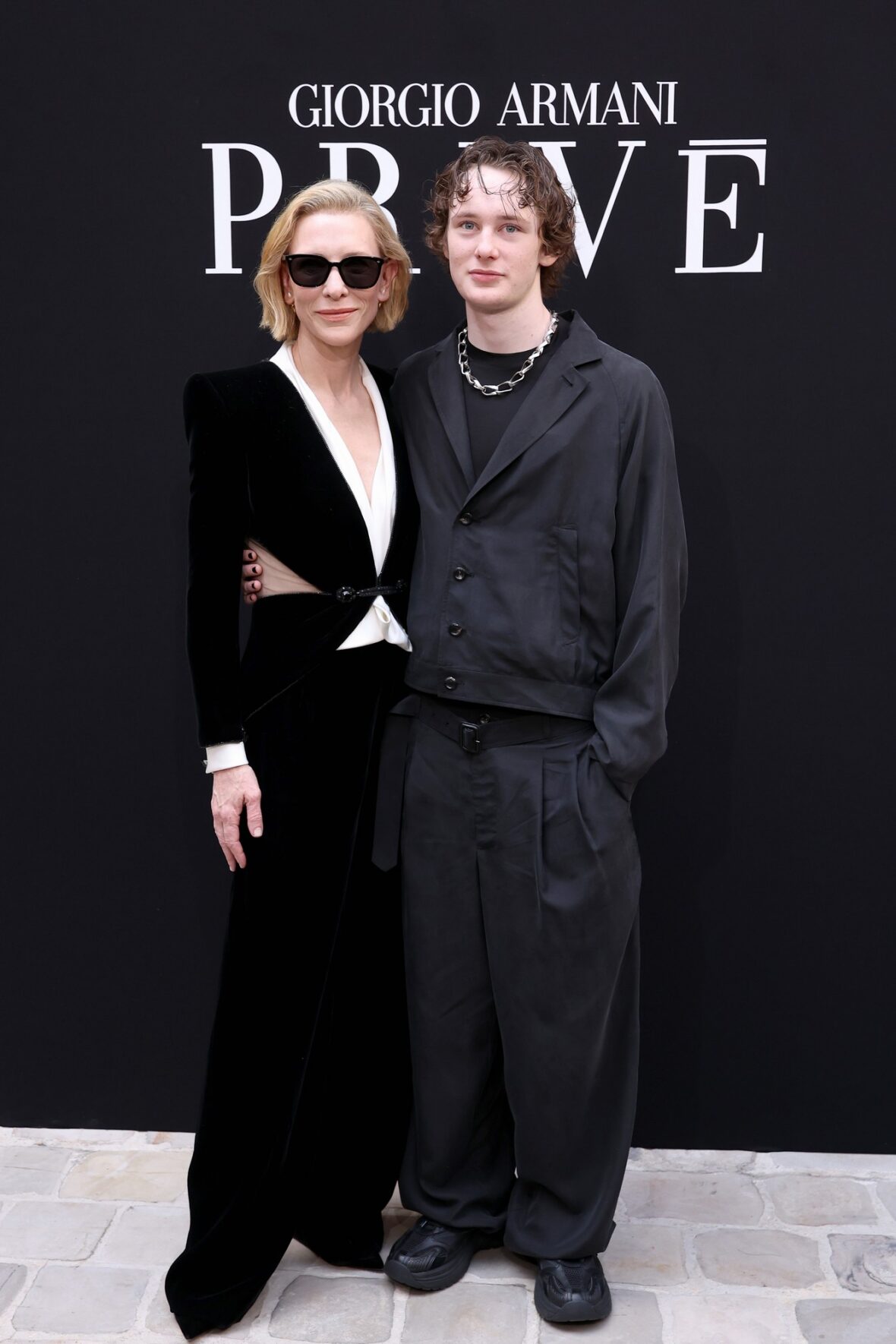 Cate Blanchett and son Ignatius Upton attend Giorgio Armani Prive fashion show