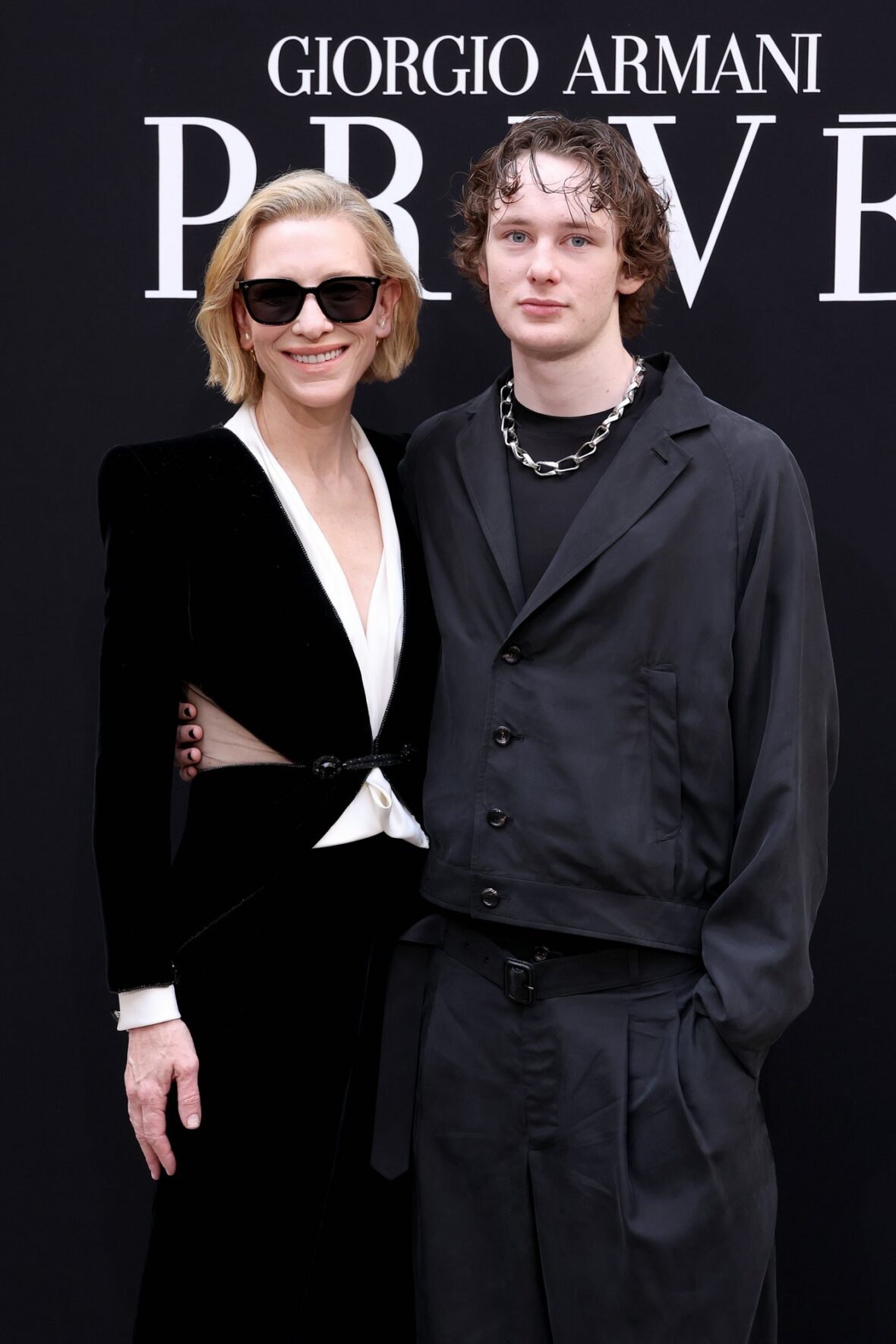 Cate Blanchett and son Ignatius Upton attend Giorgio Armani Prive fashion show