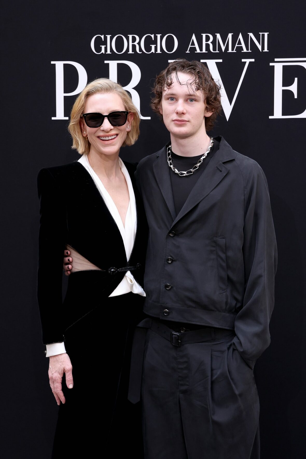 Cate Blanchett and son Ignatius Upton attend Giorgio Armani Prive fashion show