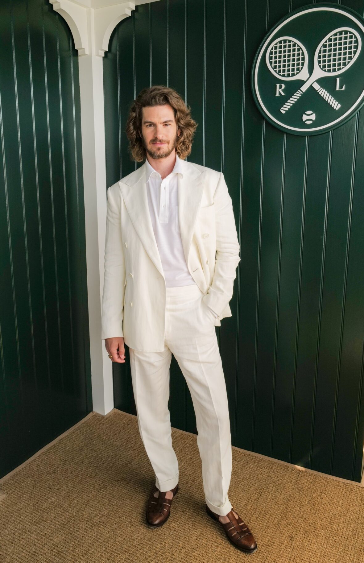 Andrew Garfield visits The Polo Bar by Ralph Lauren at Centre Court at Wimbledon