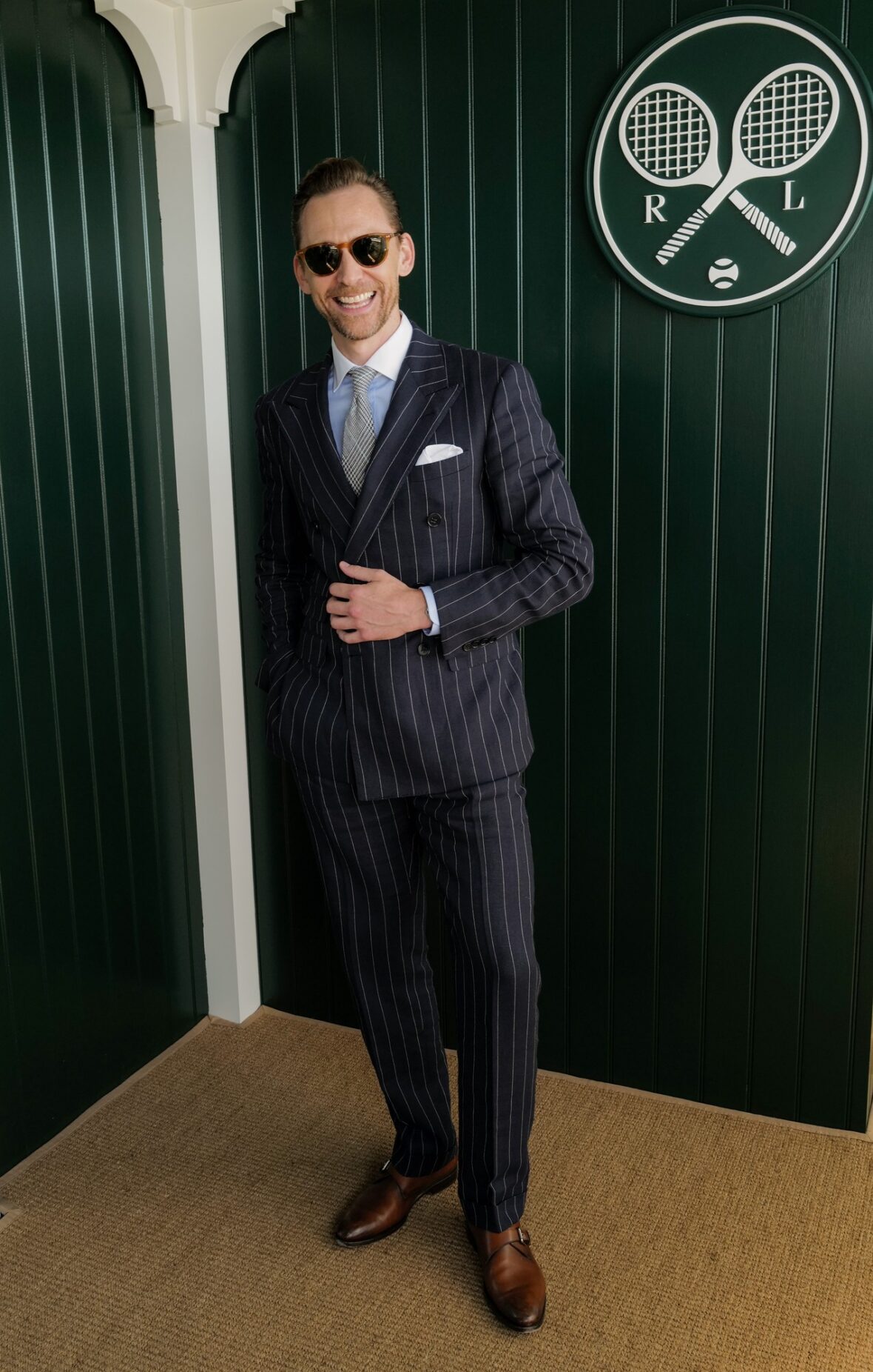 Tom Hiddleston visits The Polo Bar by Ralph Lauren at Centre Court at Wimbledon