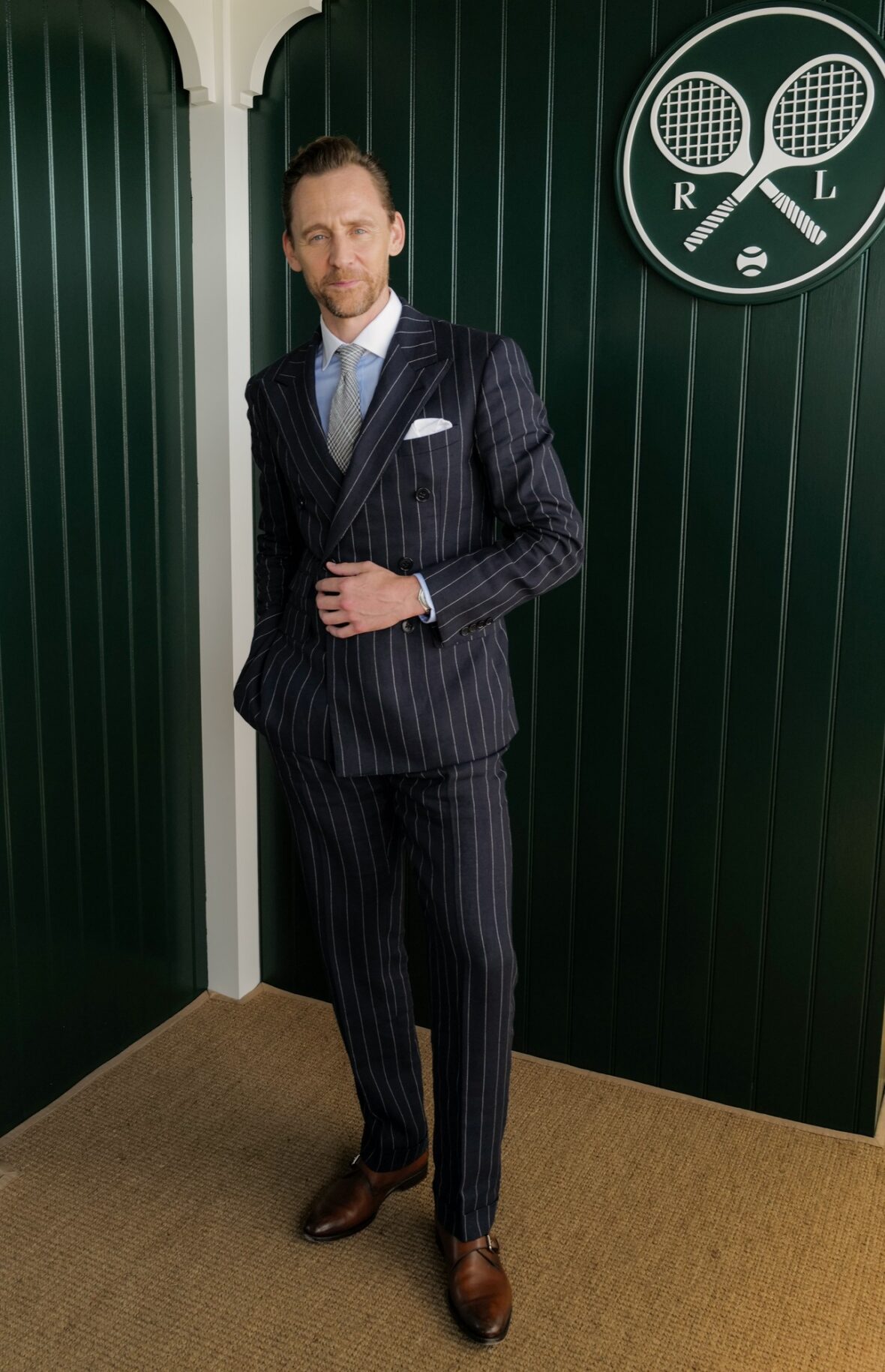 Tom Hiddleston visits The Polo Bar by Ralph Lauren at Centre Court at Wimbledon
