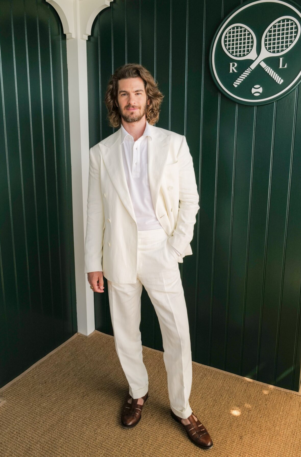 Andrew Garfield visits The Polo Bar by Ralph Lauren at Centre Court at Wimbledon