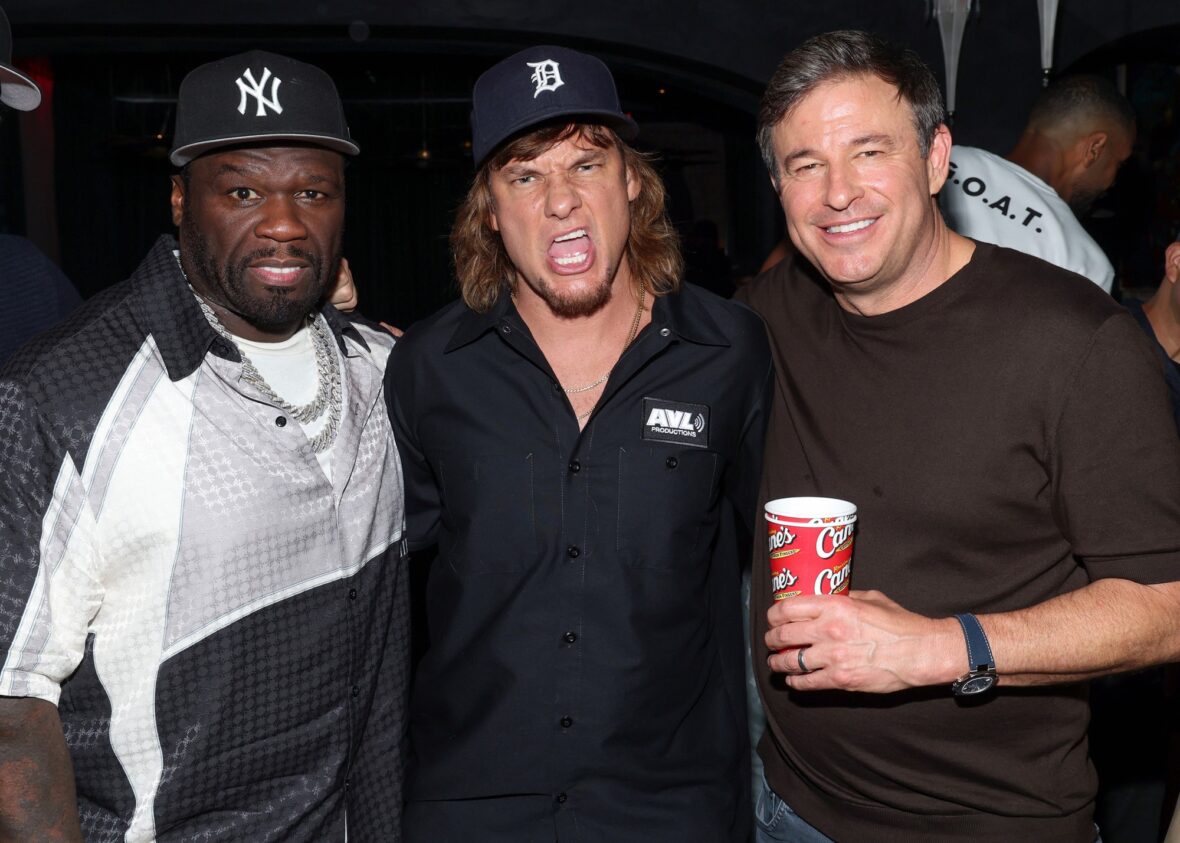 50 cent and Theo Vonn attend Raising Cane's party in NYC