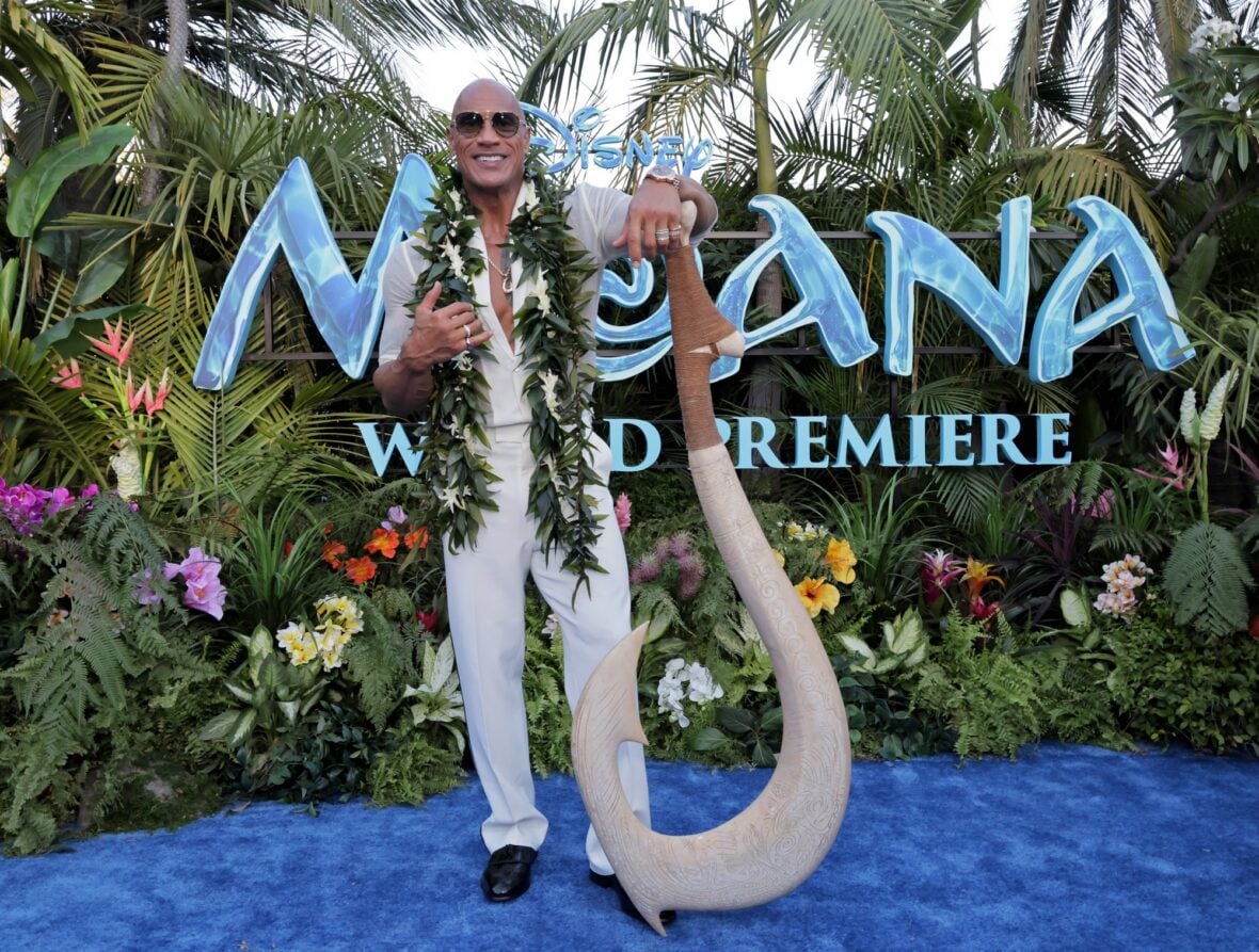 Dwayne Johnson at the live-action Moana premiere in Los Angeles