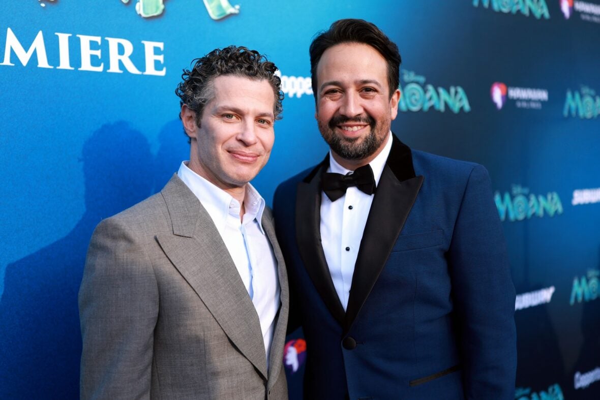 Thomas Kail and Lin-Manuel Miranda at the live-action Moana premiere in Los Angeles