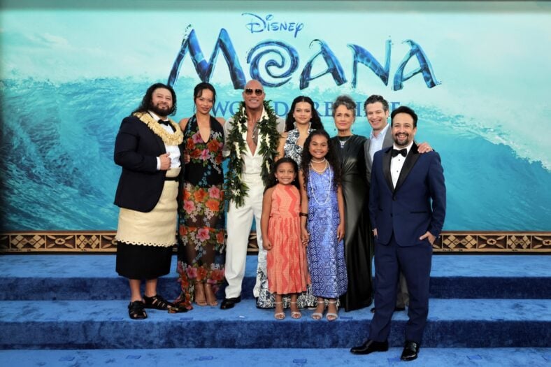 The cast and crew of Moana at the Los Angeles premiere