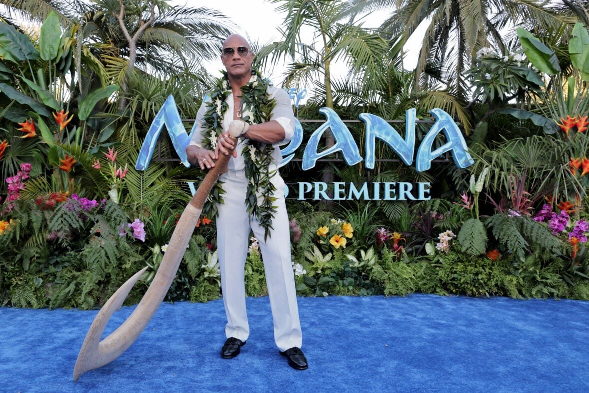 Dwayne Johnson at the live-action Moana premiere in Los Angeles