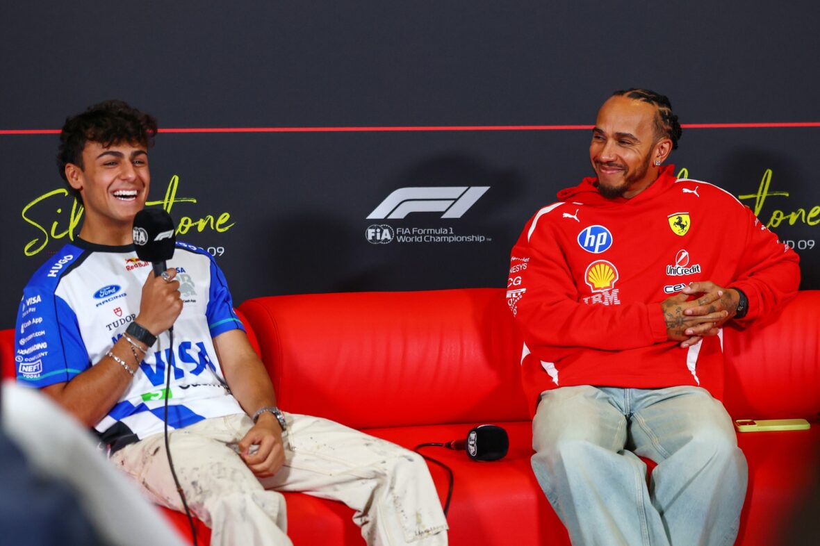 Arvid Lindblad, Lewis Hamilton at F1 press conference